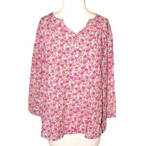 St. John's Bay Floral Print Boho V-Neck Blouse